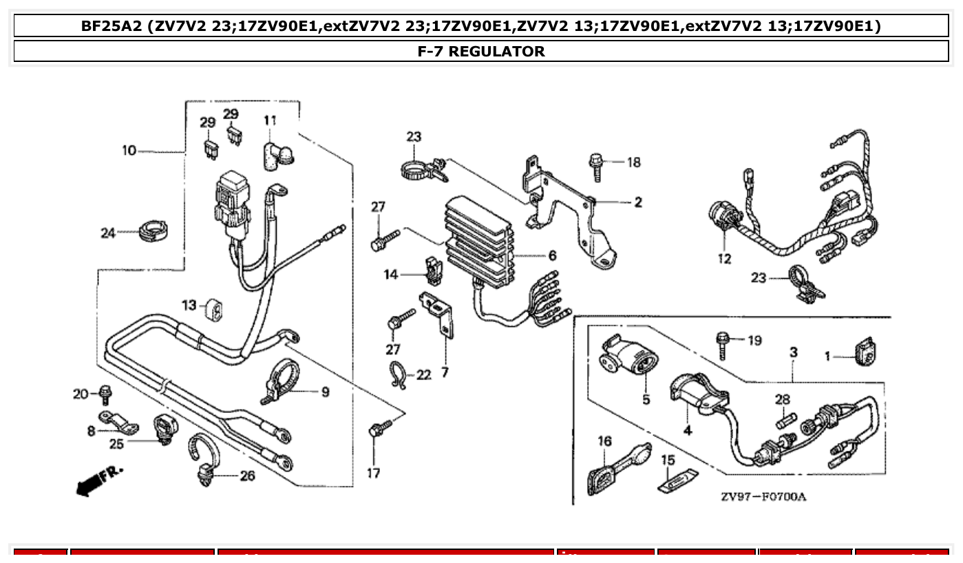 Honda BF25A2 REGULATOR parts diagram