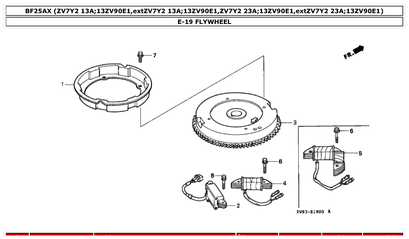 Honda BF25AX FLYWHEEL parts diagram
