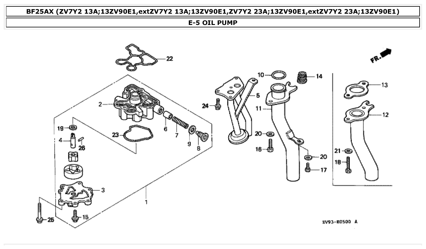 Honda BF25AX OIL PUMP parts diagram