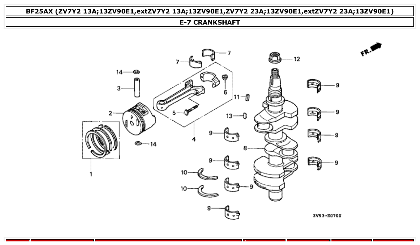 Honda BF25AX CRANKSHAFT parts diagram