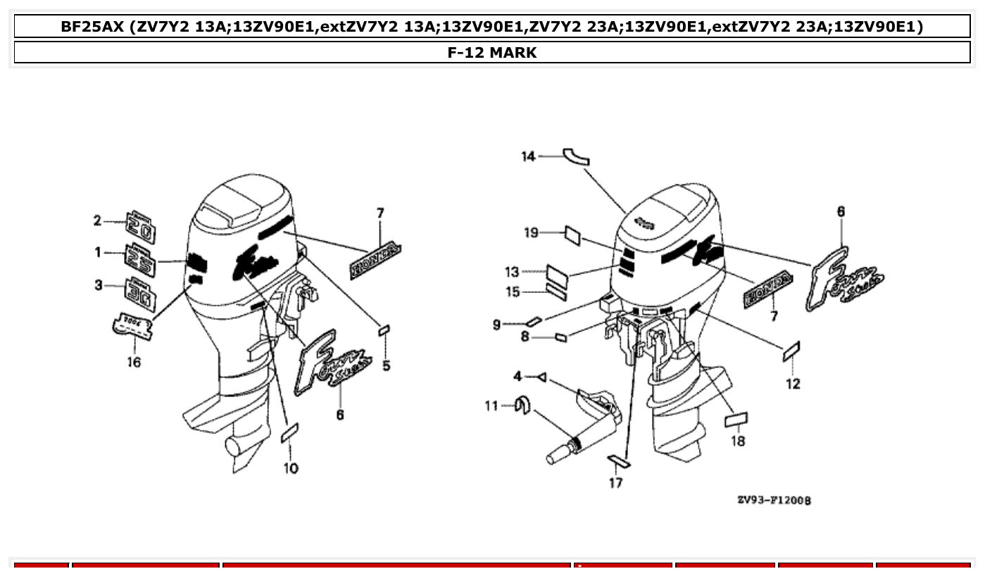 Honda BF25AX MARK parts diagram