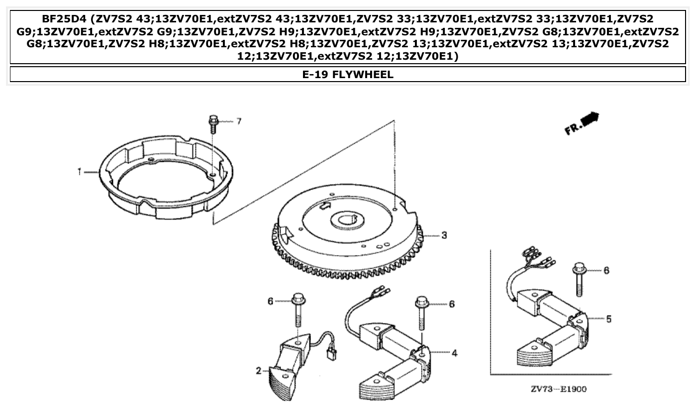 Honda BF25D4 FLYWHEEL parts diagram