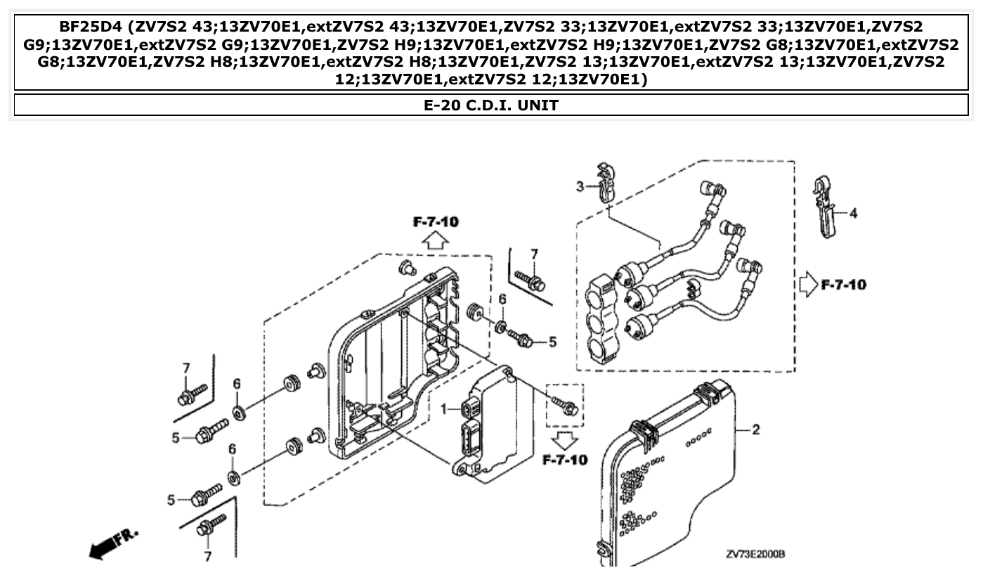 Honda BF25D4 C.D.I. UNIT parts diagram