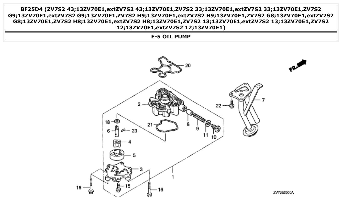 Honda BF25D4 OIL PUMP parts diagram