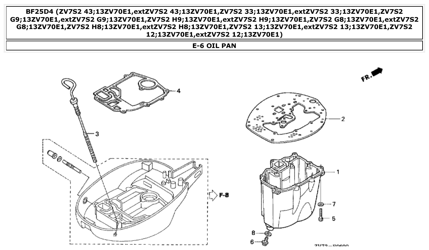 Honda BF25D4 OIL PAN parts diagram