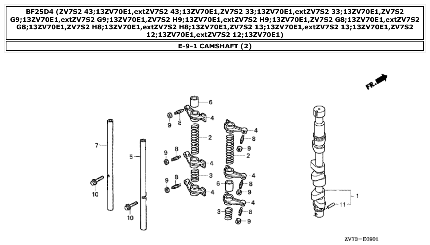 Honda BF25D4 CAMSHAFT (2) parts diagram