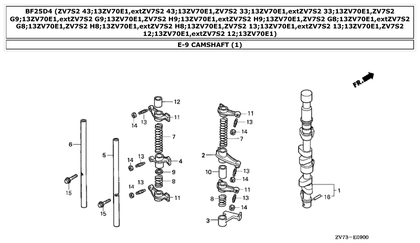 Honda BF25D4 CAMSHAFT (1) parts diagram