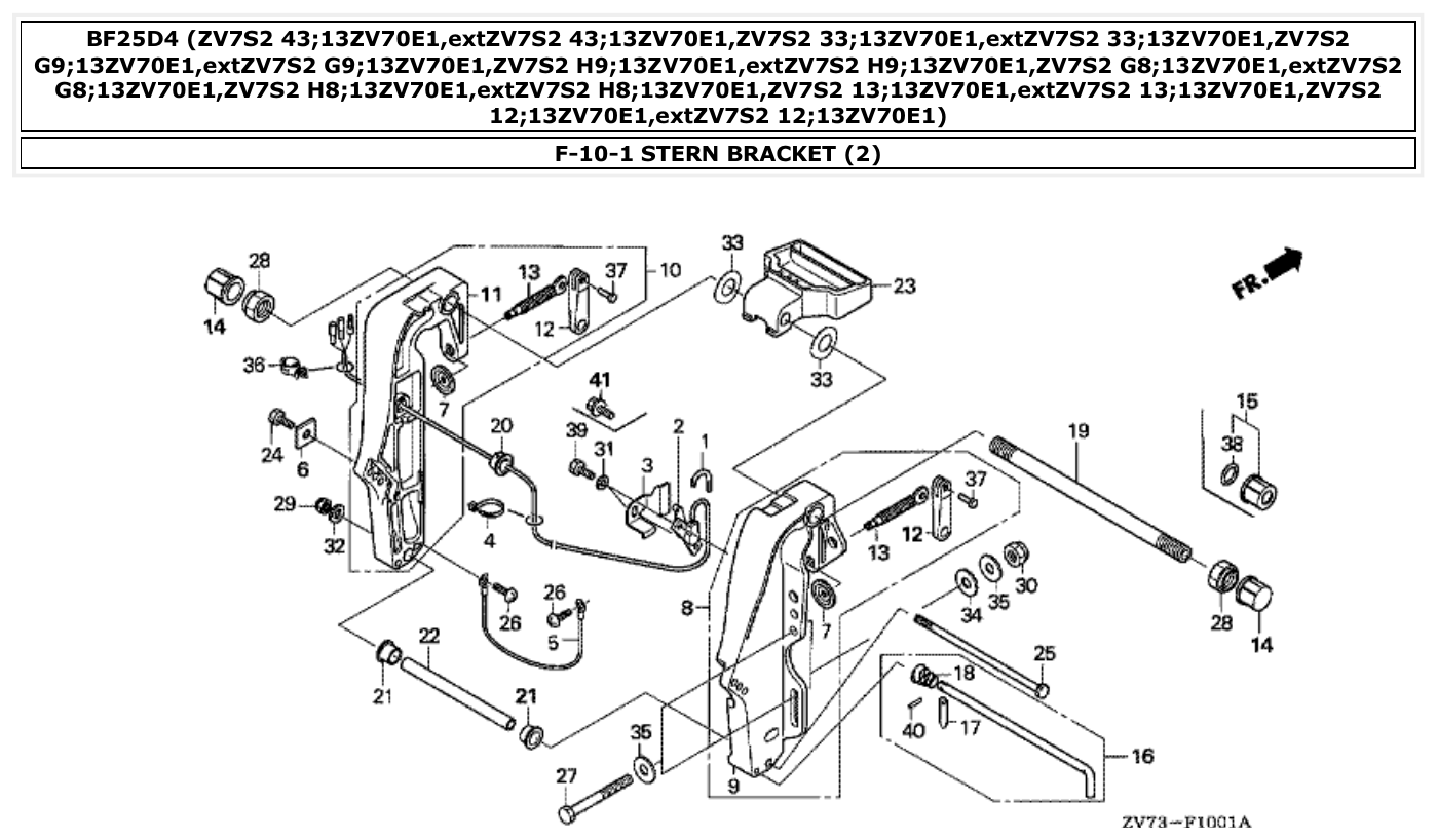 Honda BF25D4 STERN BRACKET (2) parts diagram
