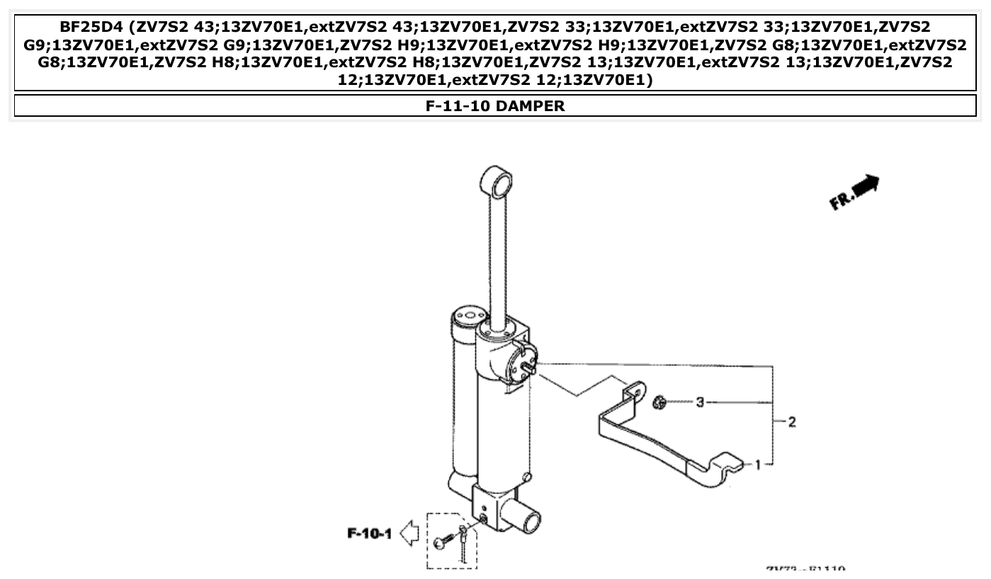 Honda BF25D4 DAMPER parts diagram
