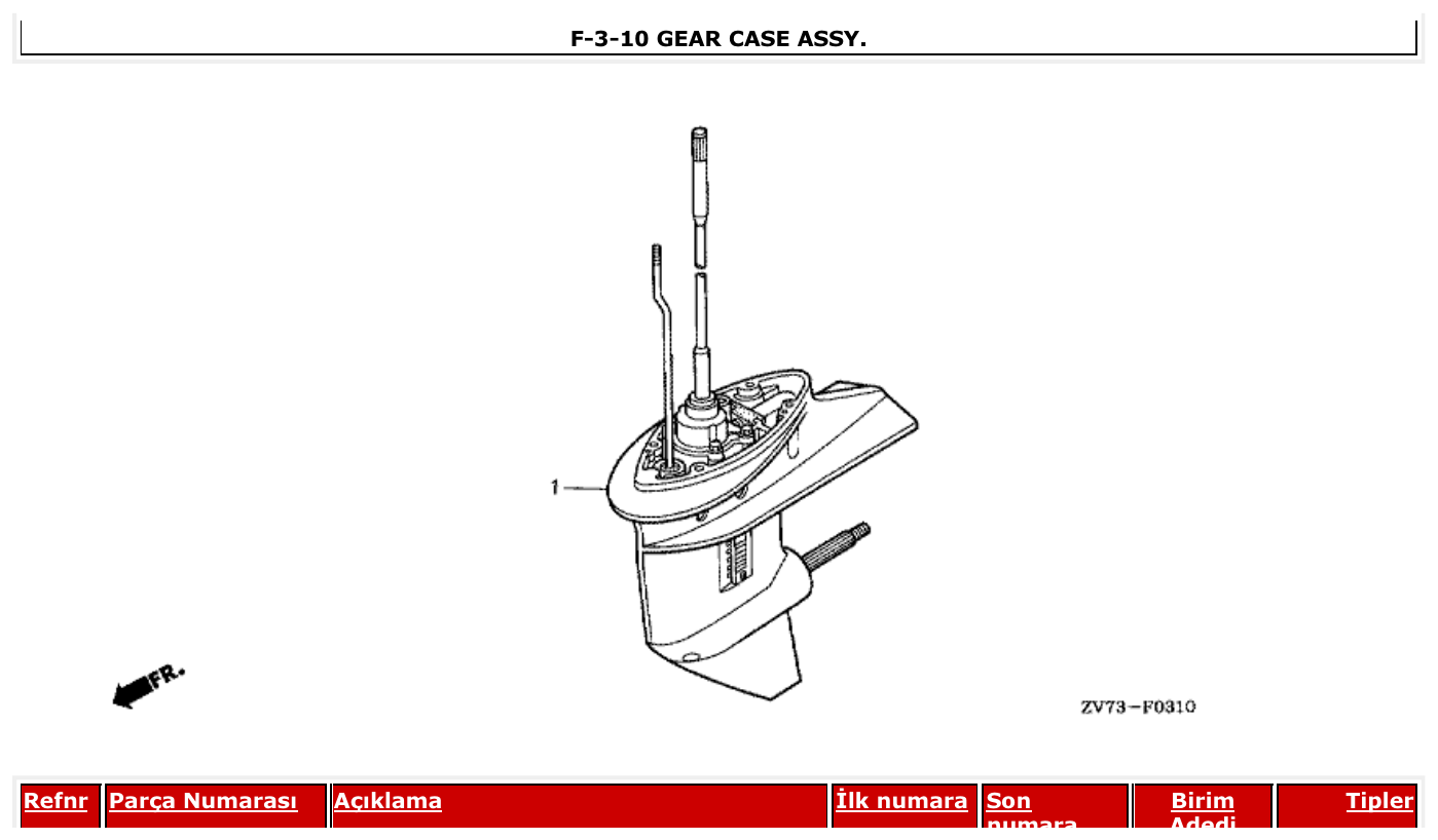 Honda BF25D4 GEAR CASE ASSY. parts diagram