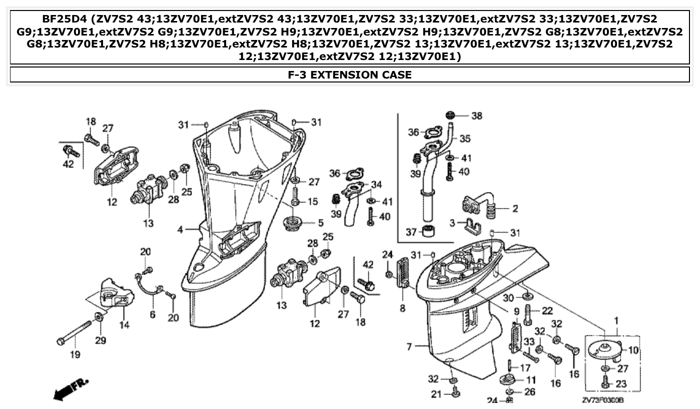 Honda BF25D4 EXTENSION CASE parts diagram
