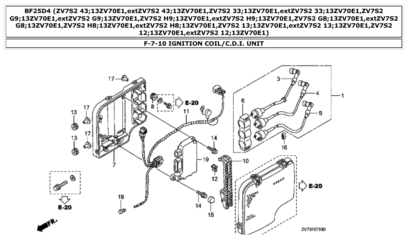 Honda BF25D4 IGNITION COIL/C.D.I. UNIT parts diagram