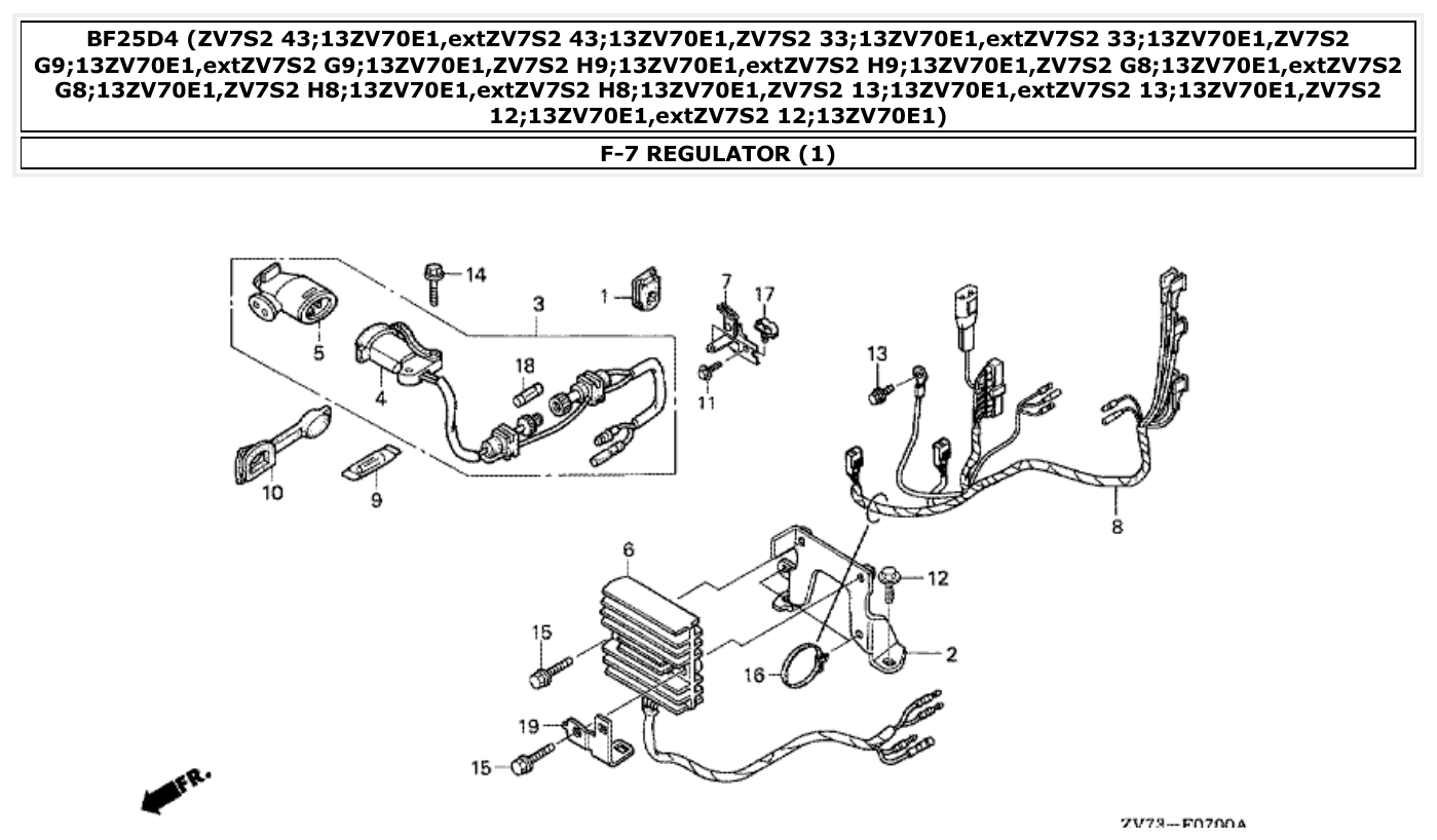 Honda BF25D4 REGULATOR (1) parts diagram