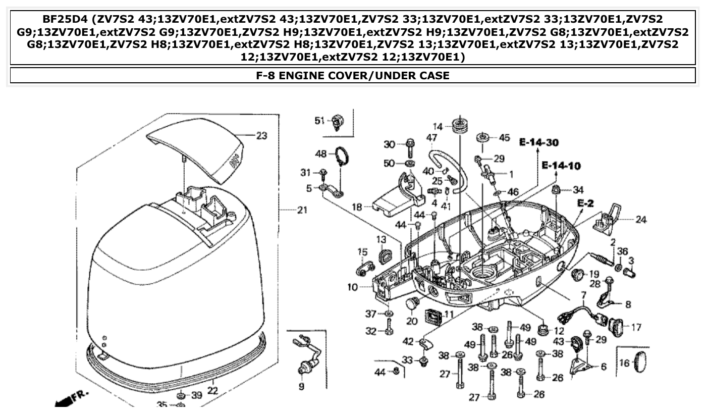 Honda BF25D4 ENGINE COVER/UNDER CASE parts diagram