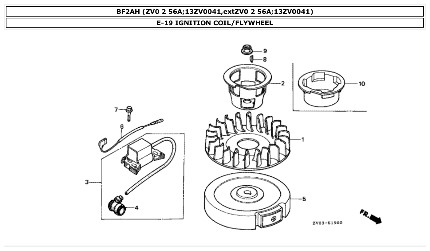 Honda BF2AH IGNITION COIL/FLYWHEEL parts diagram