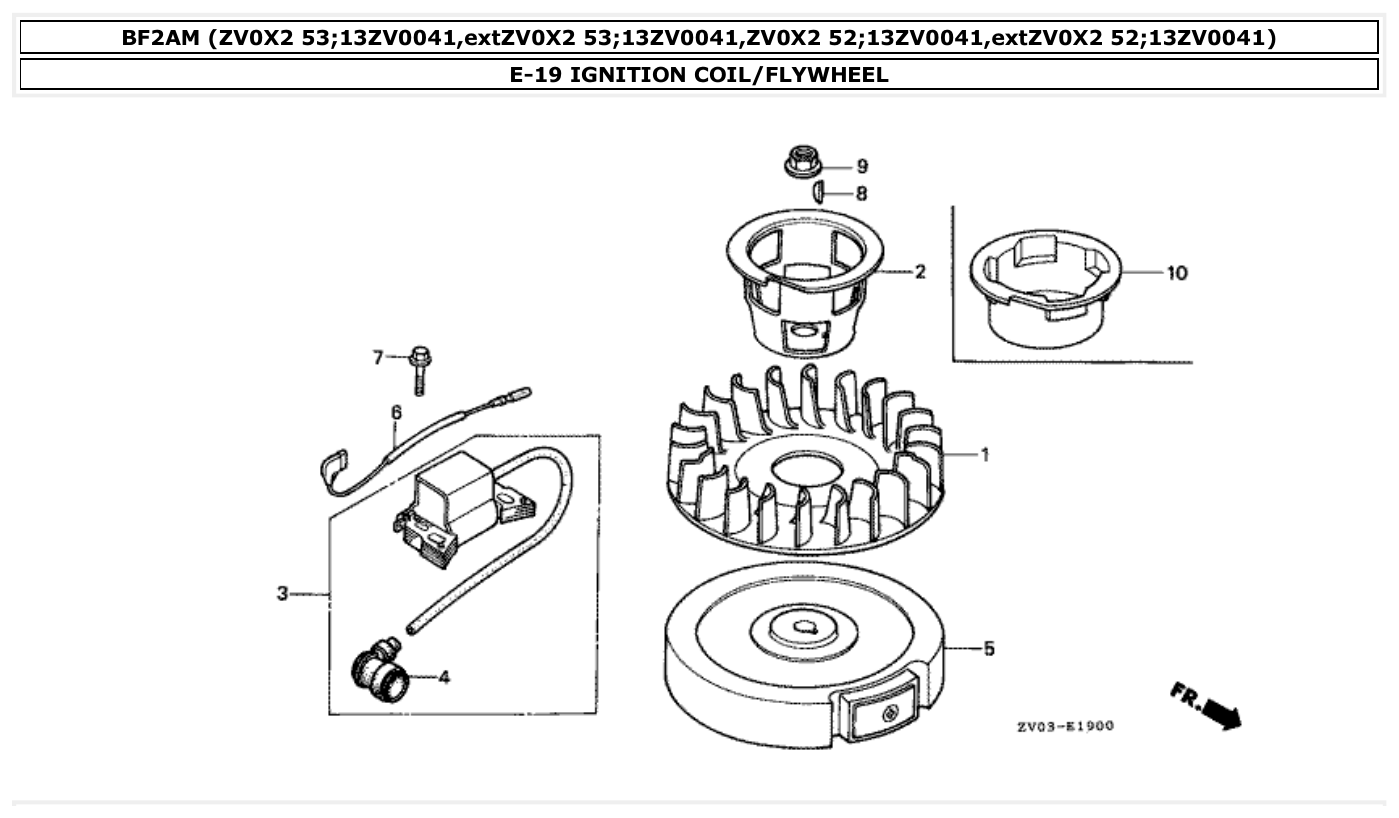 Honda BF2AM IGNITION COIL/FLYWHEEL parts diagram