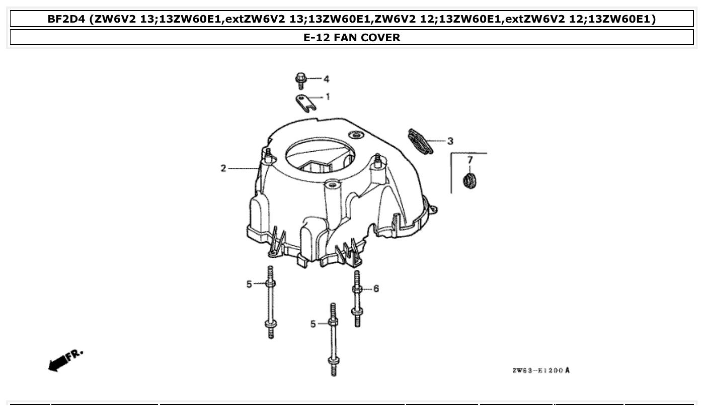 Honda BF2D4 FAN COVER parts diagram