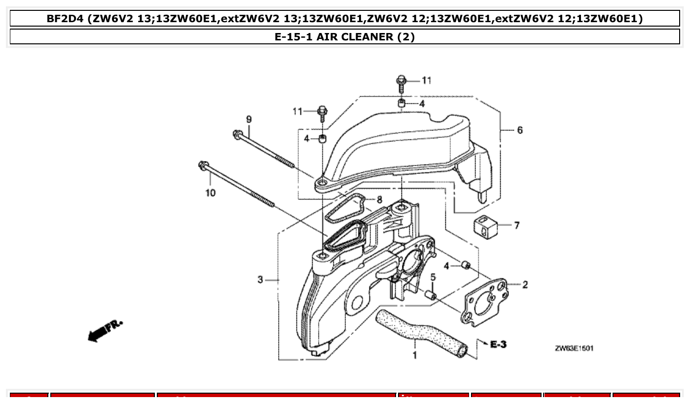 Honda BF2D4 AIR CLEANER (2) parts diagram