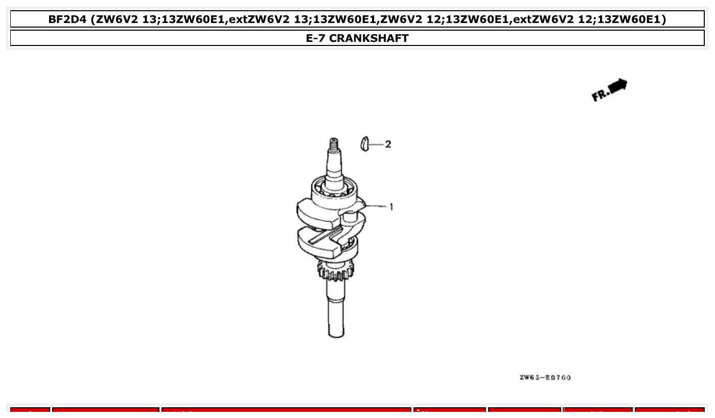 Honda BF2D4 CRANKSHAFT parts diagram