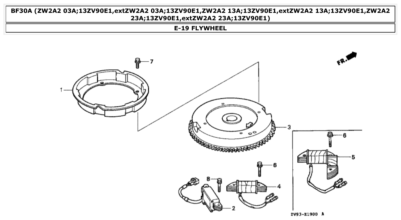 Honda BF30A FLYWHEEL parts diagram