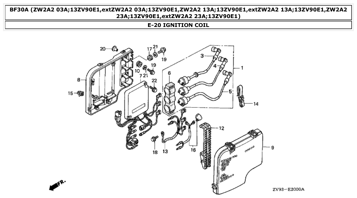 Honda BF30A IGNITION COIL parts diagram