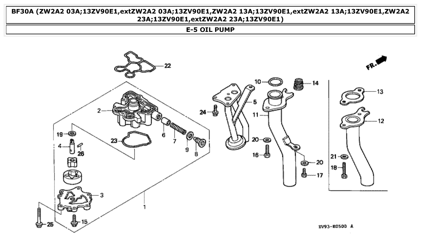Honda BF30A OIL PUMP parts diagram