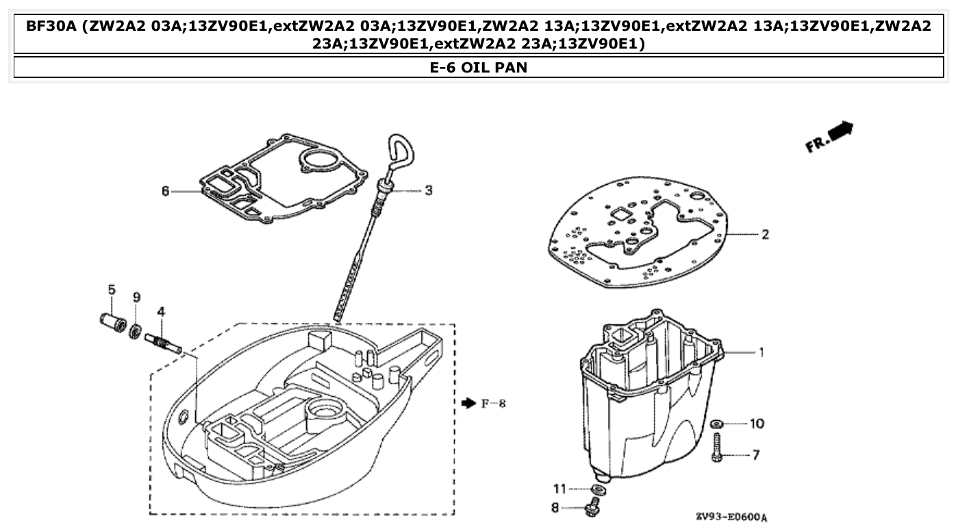 Honda BF30A OIL PAN parts diagram