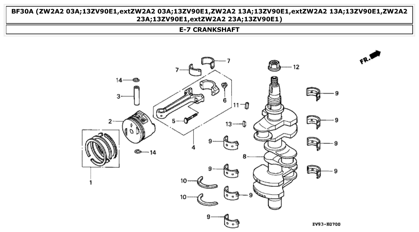 Honda BF30A CRANKSHAFT parts diagram