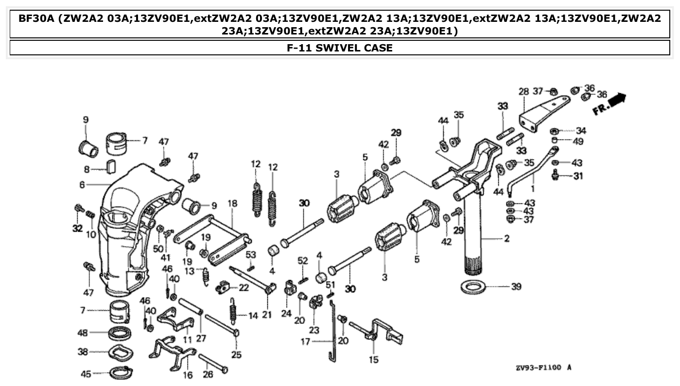Honda BF30A SWIVEL CASE parts diagram