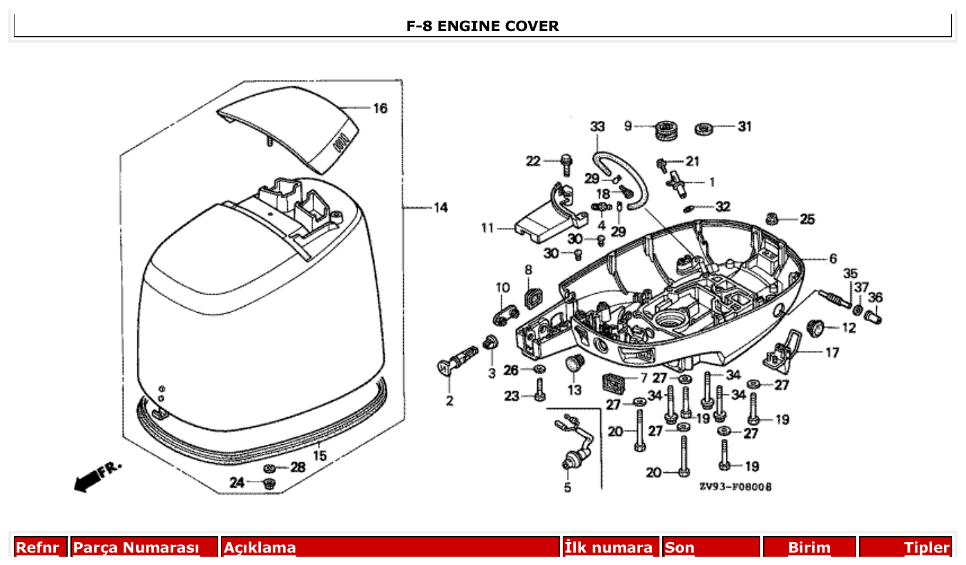 Honda BF30A ENGINE COVER parts diagram