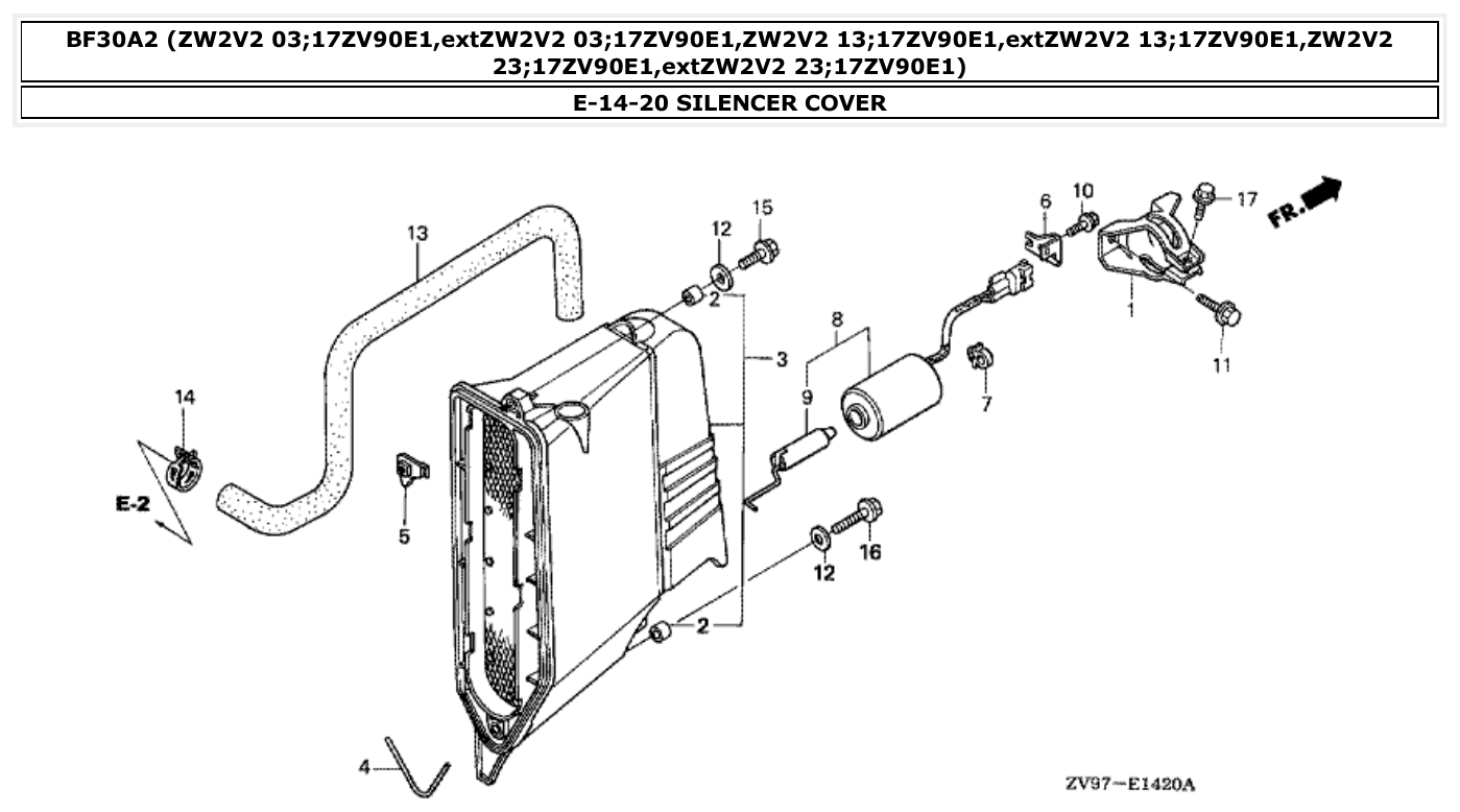 Honda BF30A2 SILENCER COVER parts diagram