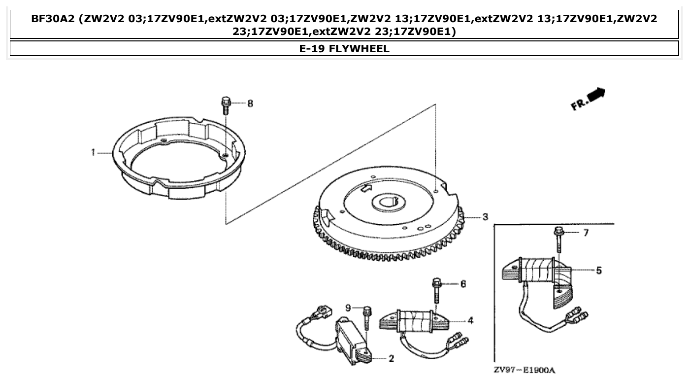 Honda BF30A2 FLYWHEEL parts diagram