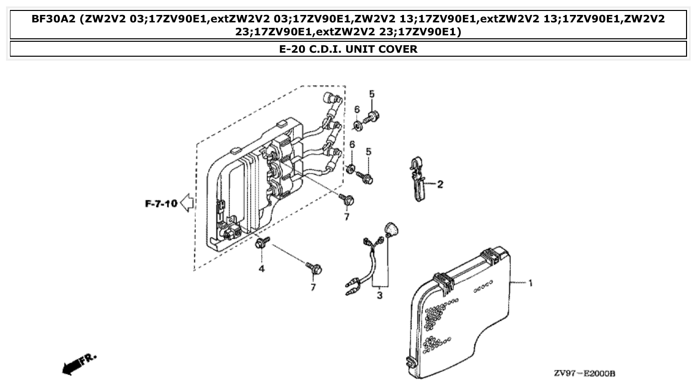 Honda BF30A2 C.D.I. UNIT COVER parts diagram