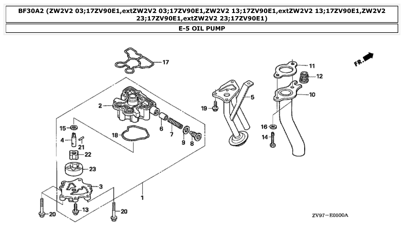 Honda BF30A2 OIL PUMP parts diagram