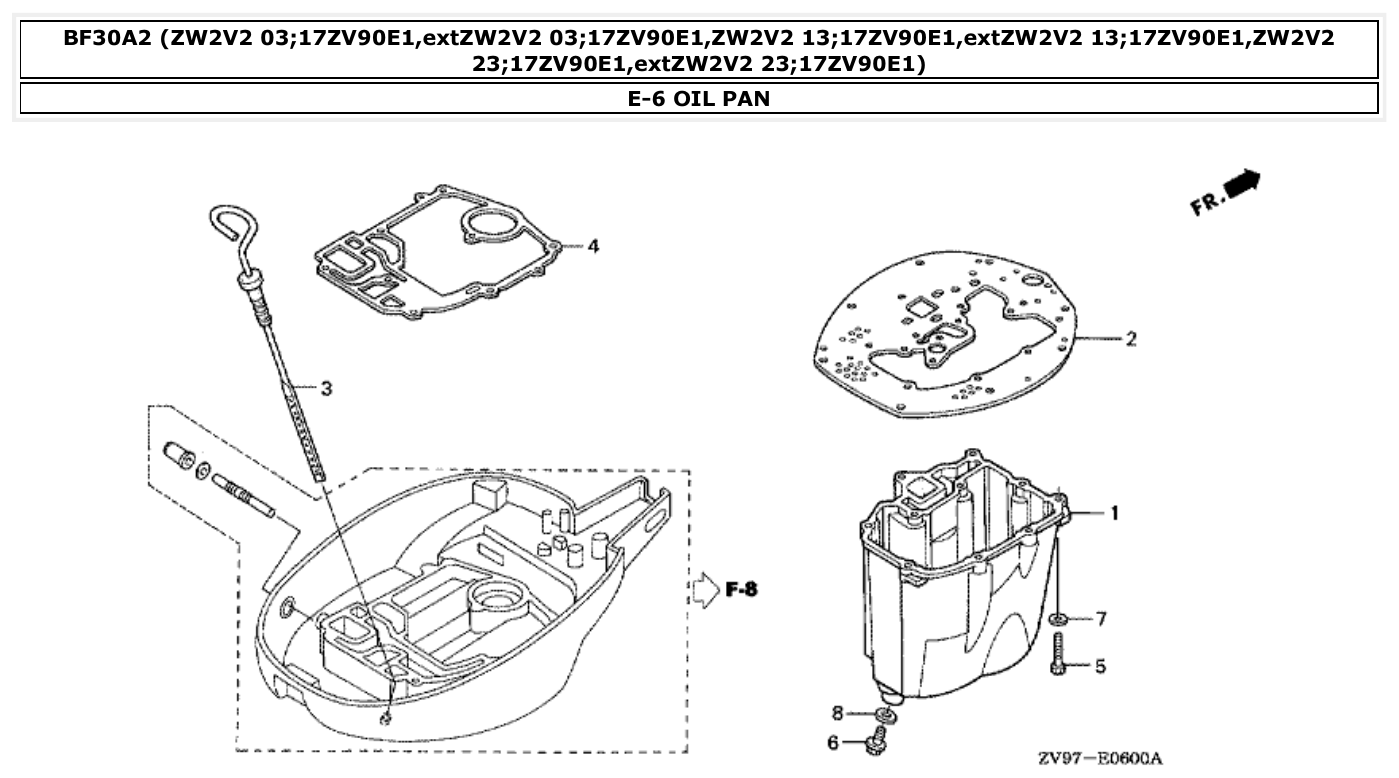 Honda BF30A2 OIL PAN parts diagram