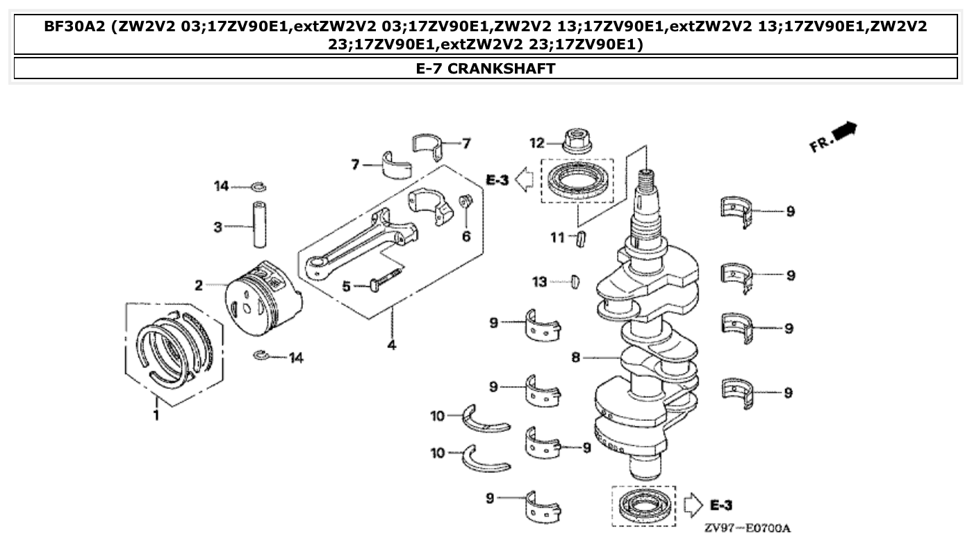 Honda BF30A2 CRANKSHAFT parts diagram