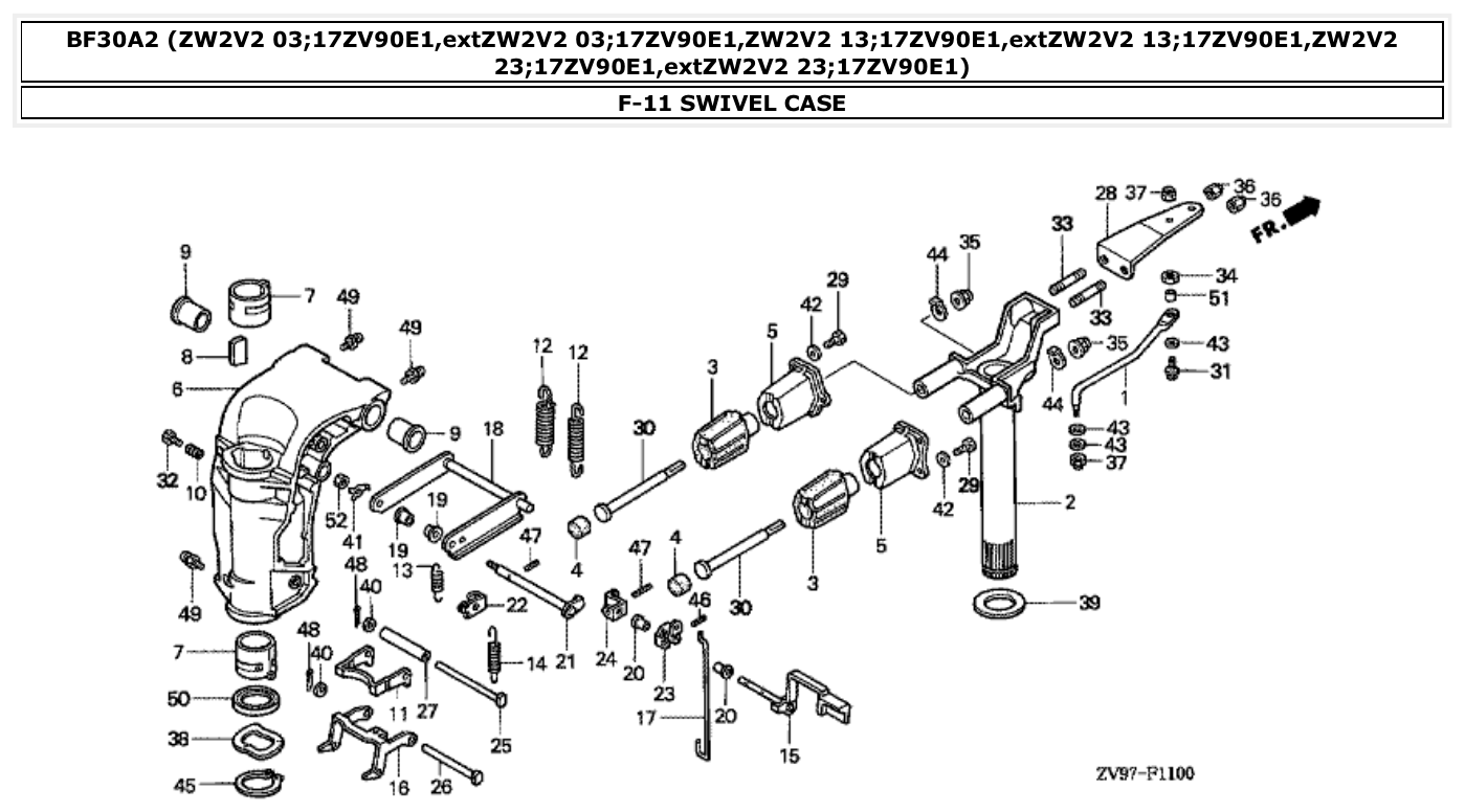 Honda BF30A2 SWIVEL CASE parts diagram