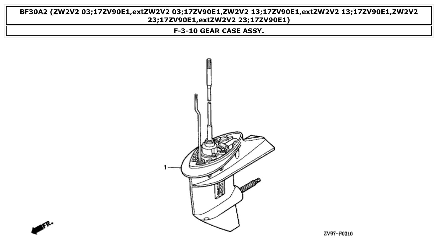 Honda BF30A2 GEAR CASE ASSY. parts diagram