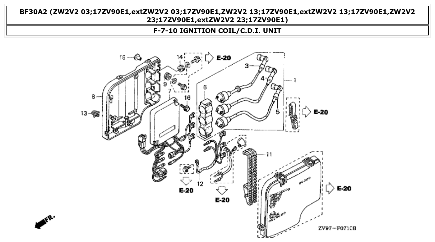 Honda BF30A2 IGNITION COIL/C.D.I. UNIT parts diagram