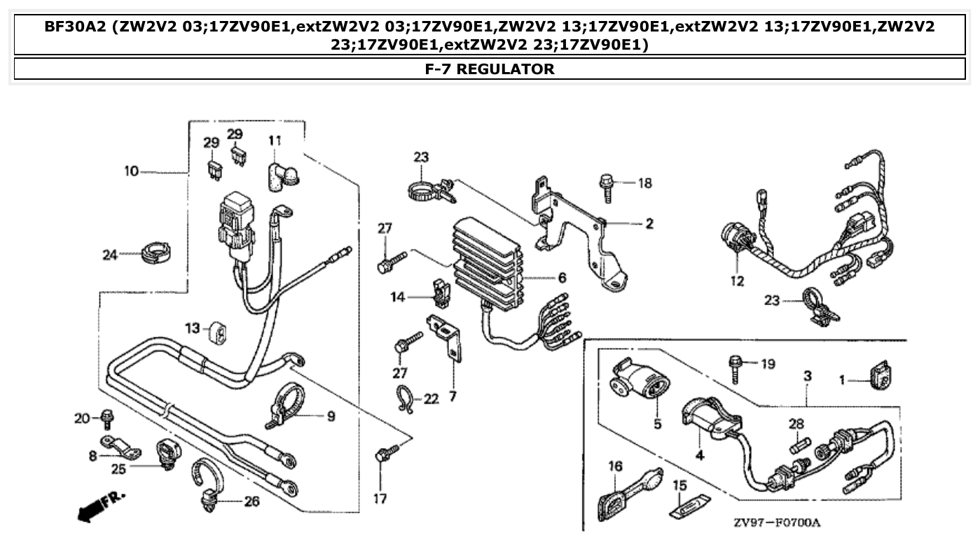 Honda BF30A2 REGULATOR parts diagram