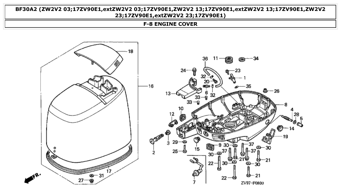 Honda BF30A2 ENGINE COVER parts diagram