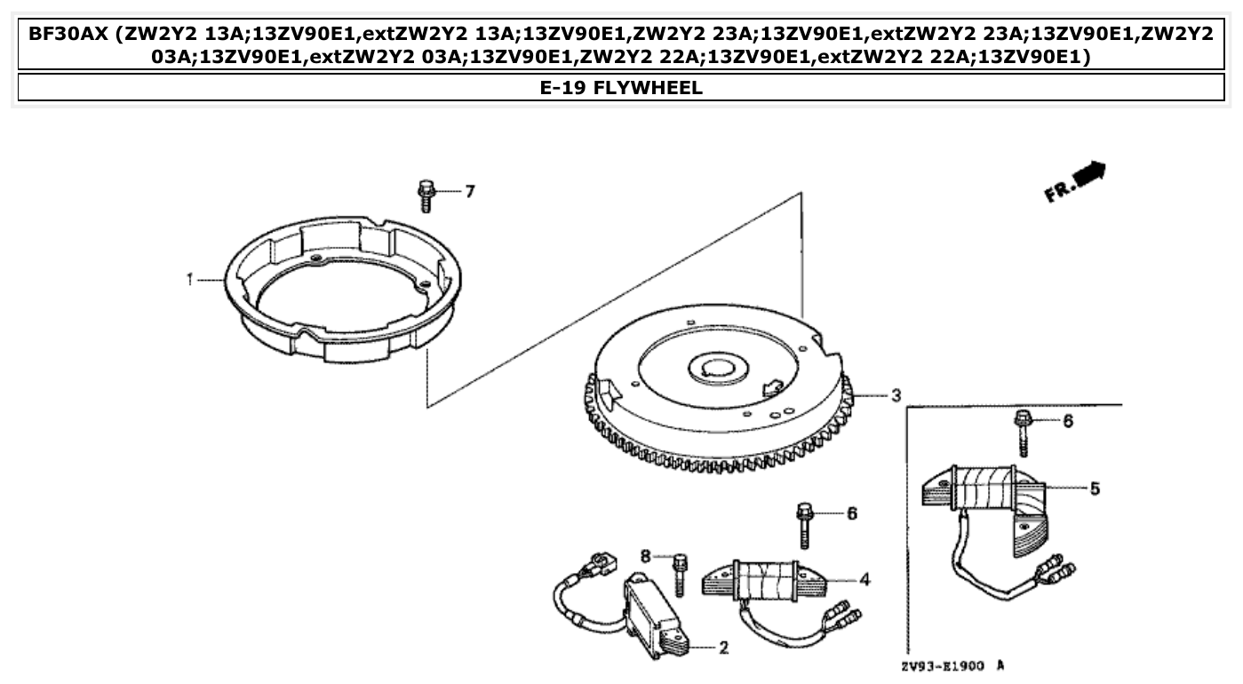 Honda BF30AX FLYWHEEL parts diagram