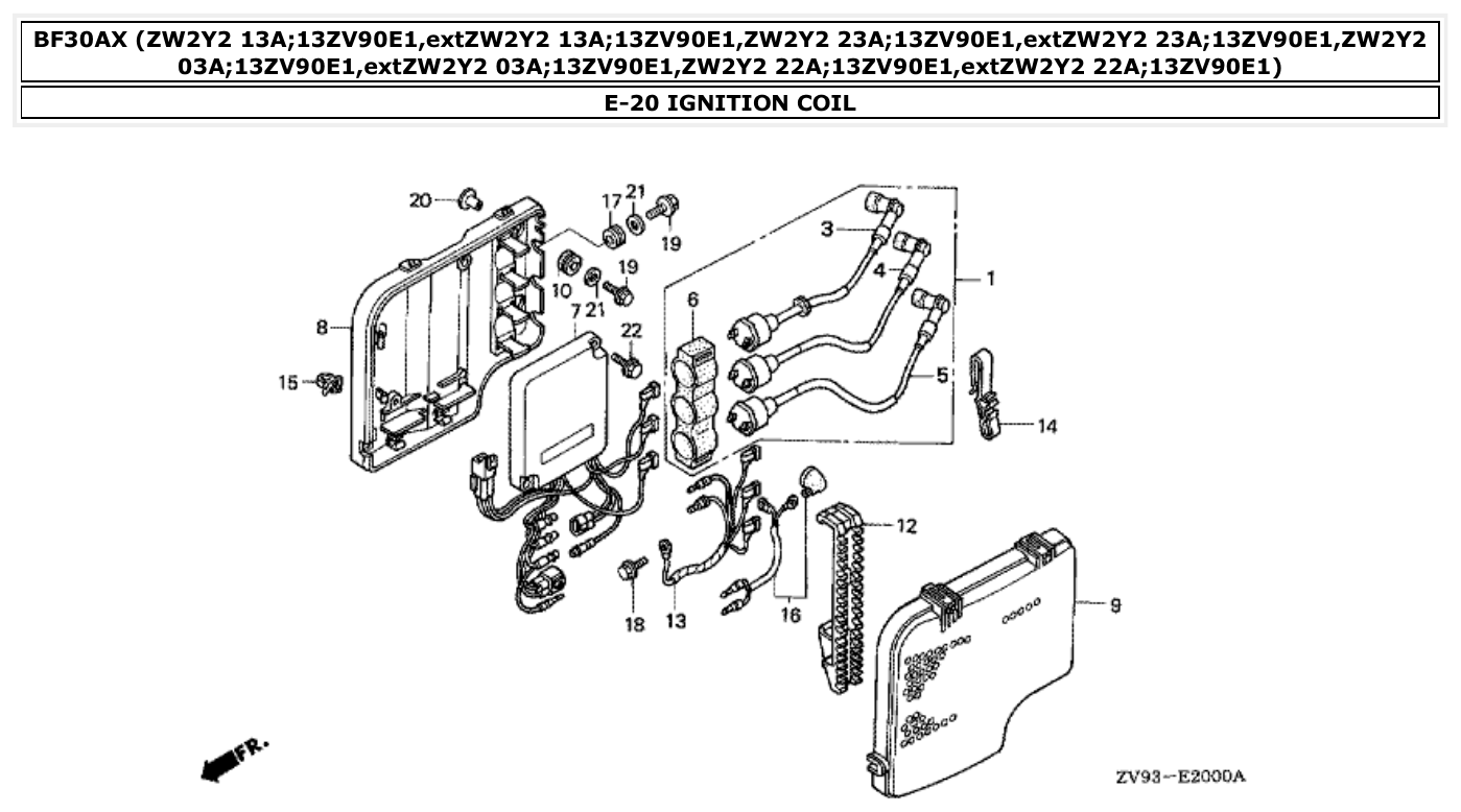 Honda BF30AX IGNITION COIL parts diagram