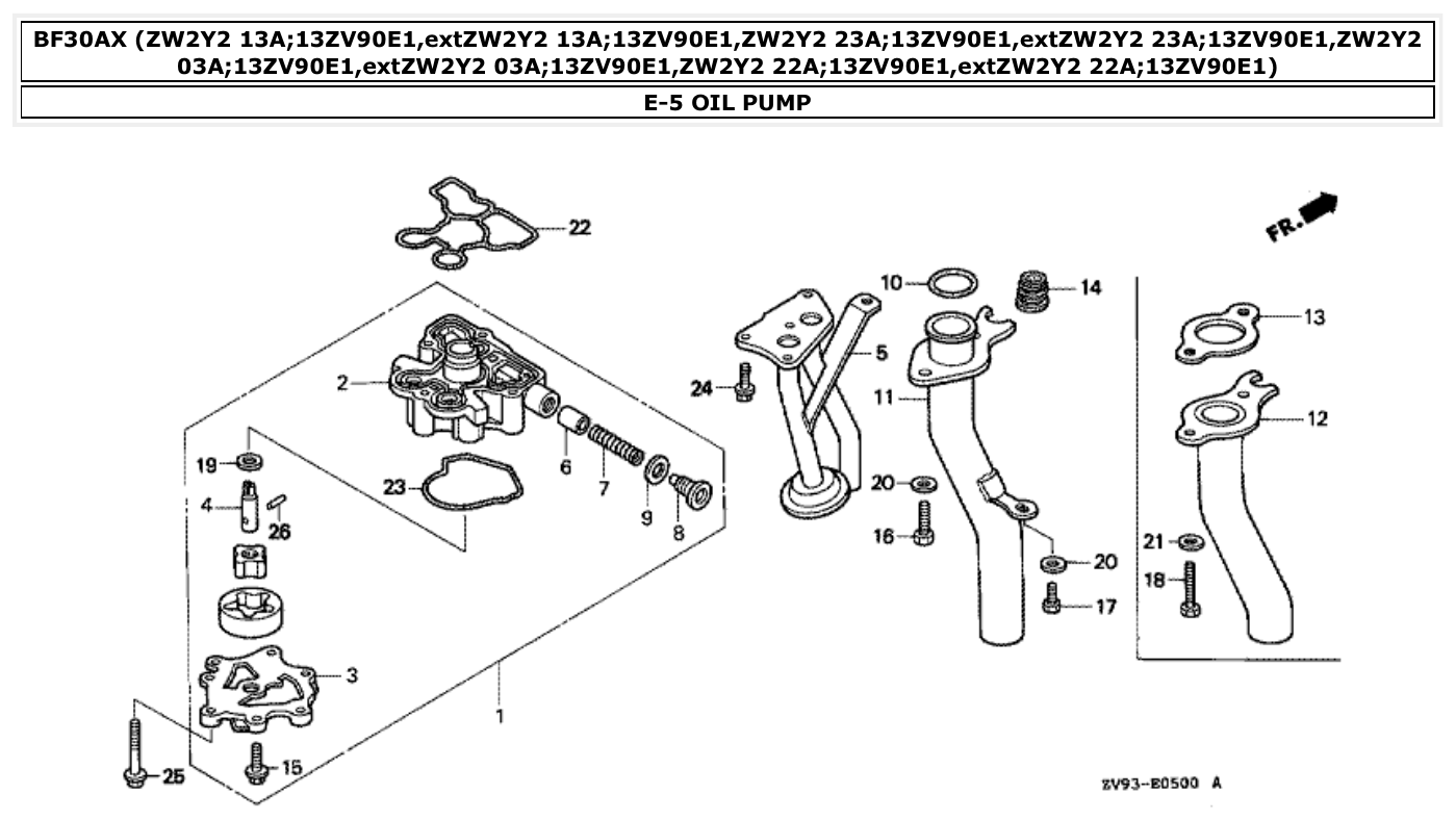 Honda BF30AX OIL PUMP parts diagram