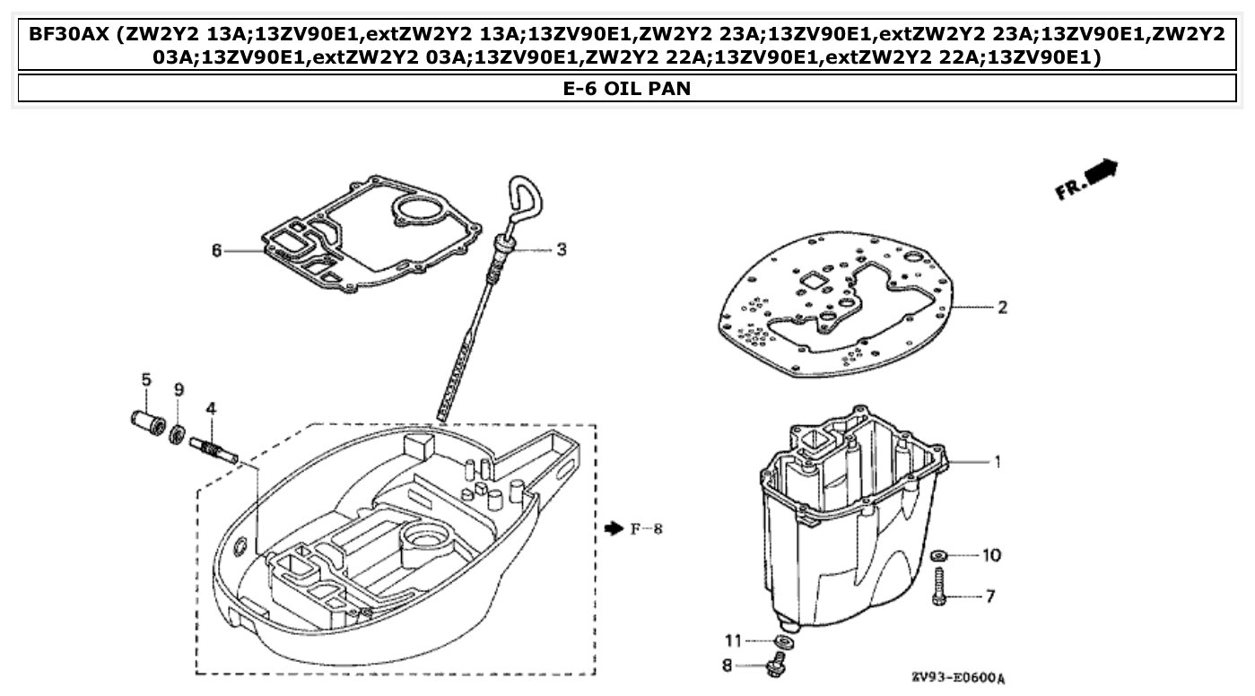 Honda BF30AX OIL PAN parts diagram