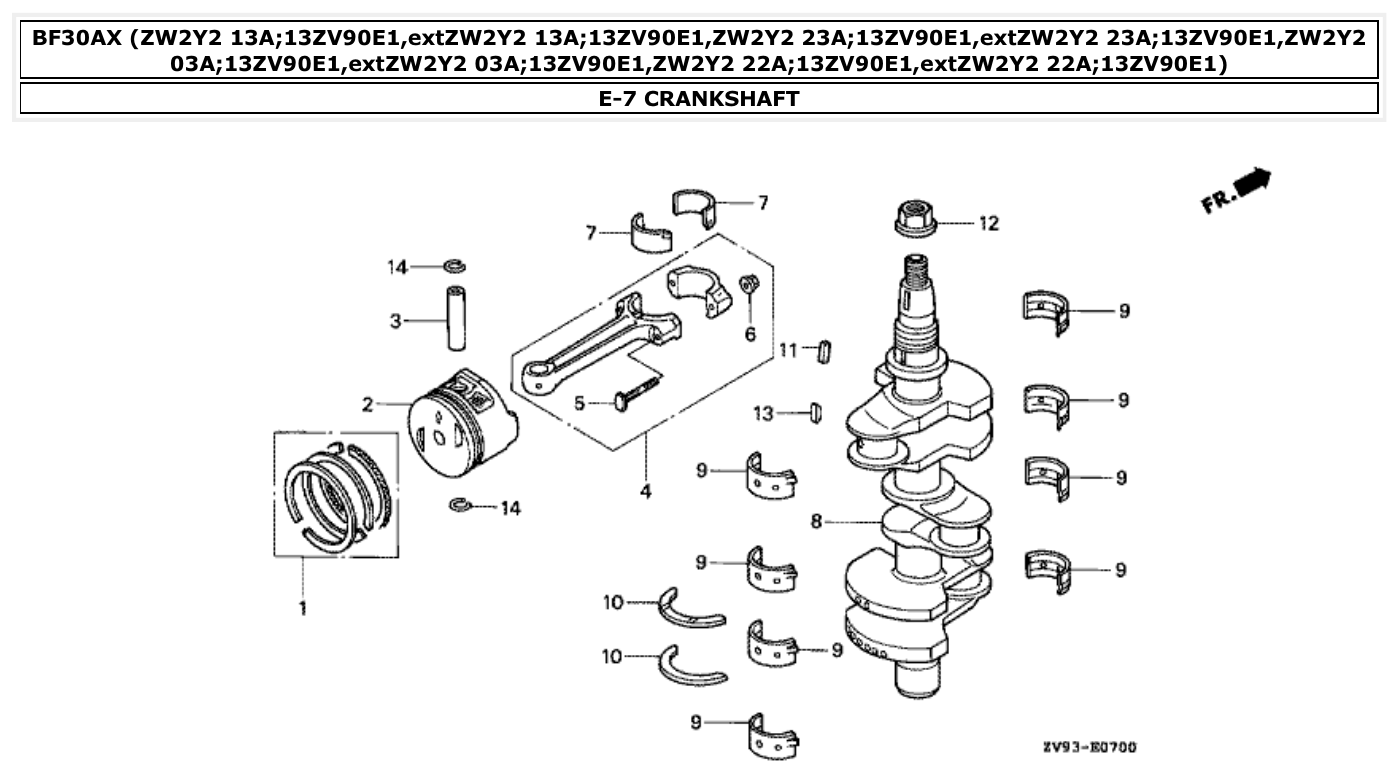 Honda BF30AX CRANKSHAFT parts diagram