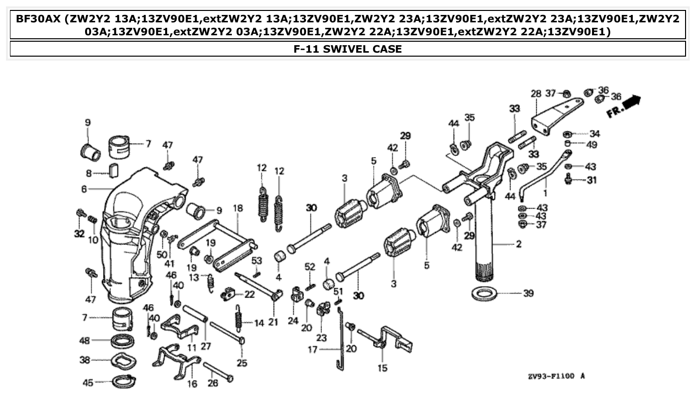 Honda BF30AX SWIVEL CASE parts diagram