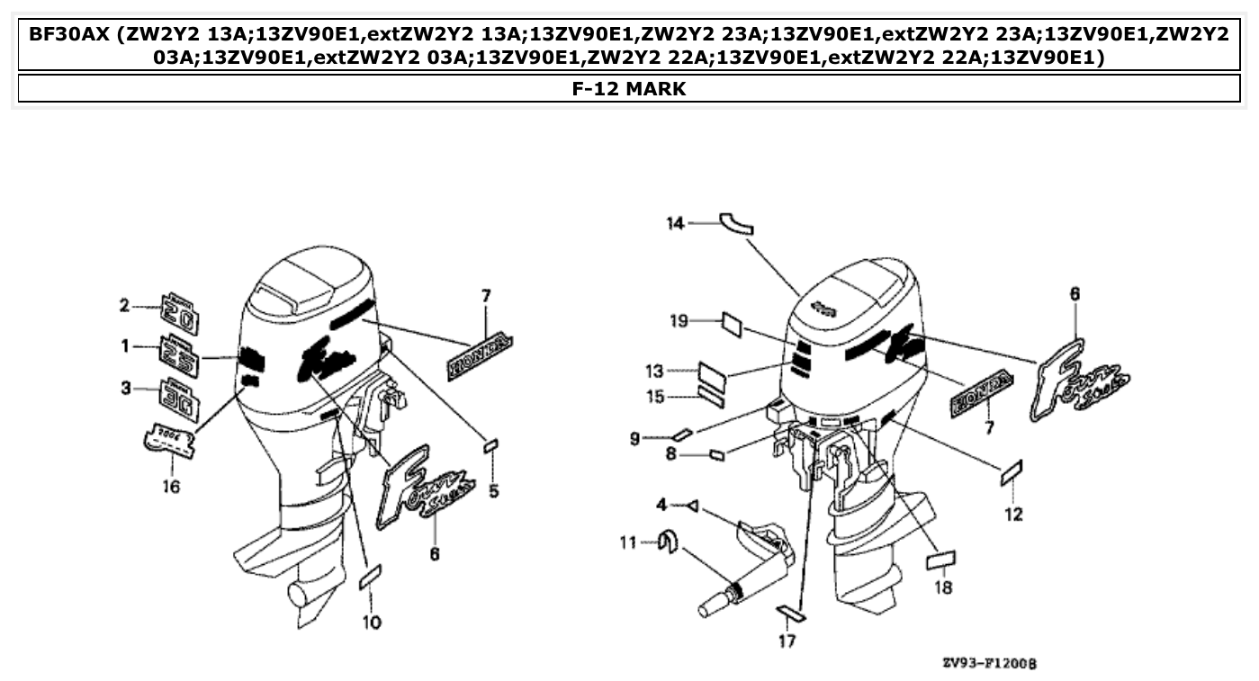 Honda BF30AX MARK parts diagram