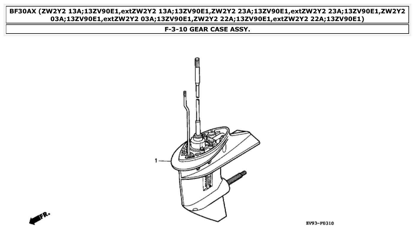 Honda BF30AX GEAR CASE ASSY. parts diagram