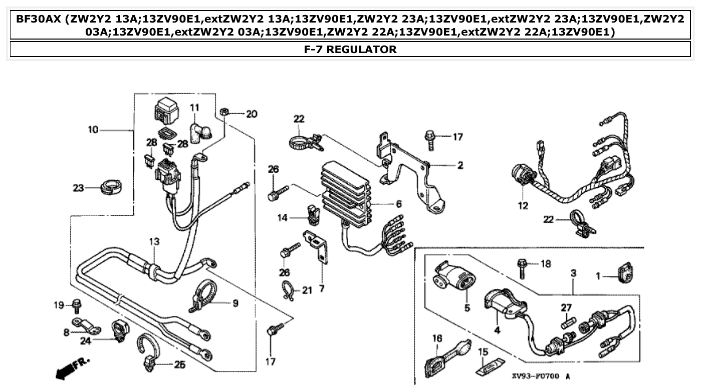Honda BF30AX REGULATOR parts diagram